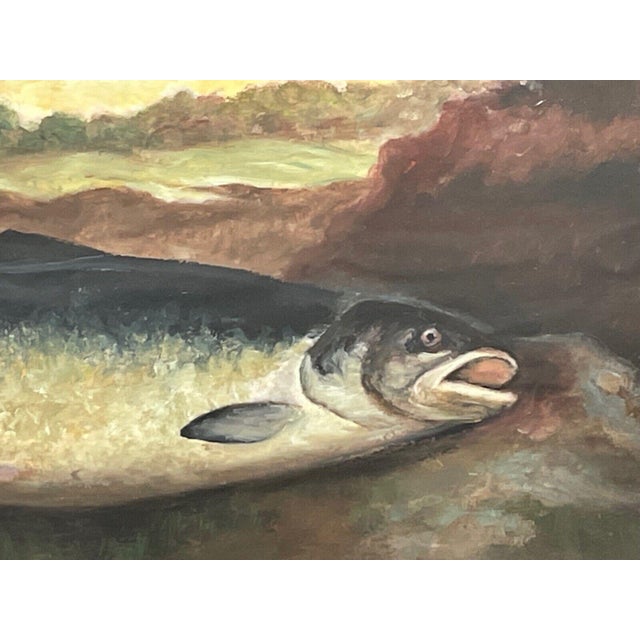 Silver Scottish 19th Century Oil Painting Catch of the Day Trout Fish by John Bucknell Russell For Sale - Image 8 of 12