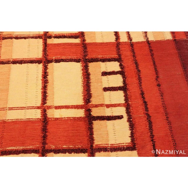Mid-Century Modern 1940s Vintage Geometric Swedish Scandinavian Flat Woven Rug For Sale - Image 3 of 12