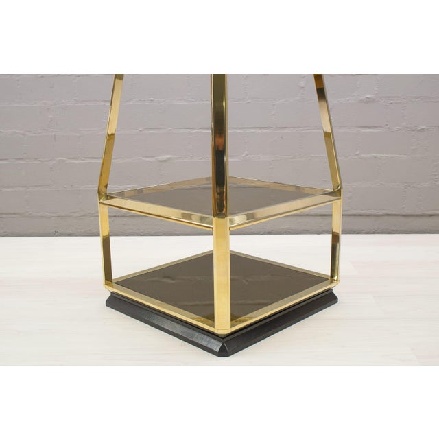 Metal Hollywood Regency Pyramid Shelves in Gilt Brass & Smoked Glass, 1960s For Sale - Image 7 of 15