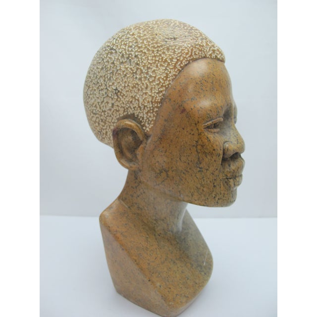 Tribal African Hand Carved Stone Female Figural Bust Sculpture For Sale - Image 3 of 9