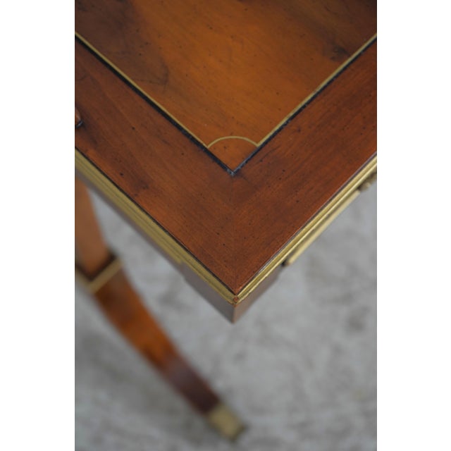Hekman 2 Drawer Yew Wood & Walnut Library Table For Sale - Image 9 of 17