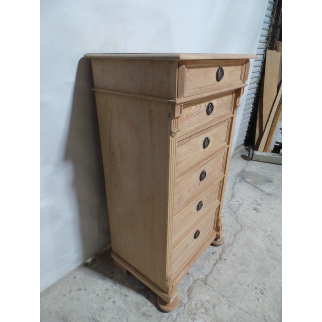 Late 19th Century Swedish Natural Finish 6 Drawer Chest of Drawers For Sale - Image 5 of 8