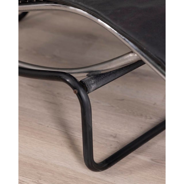 Mid-Century Modern Vintage Chaise Lounge in Metal and Leather, Italy, 1980s For Sale - Image 3 of 17