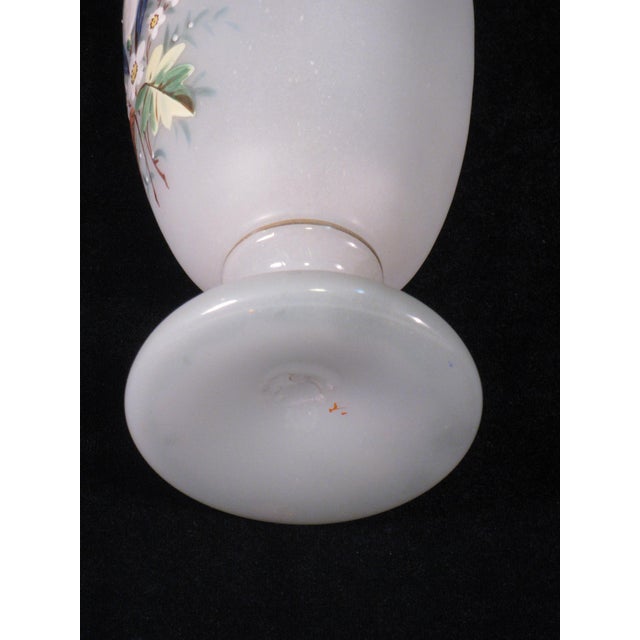 Glass Late 19th Century Glass Vase Bristol Type Hand Painted Enameled Flowers For Sale - Image 7 of 12