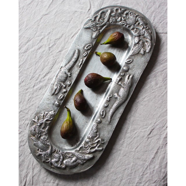 1920s Cast Aluminum Tray or Centerpiece with Fauna and Flora, 1920s For Sale - Image 5 of 7