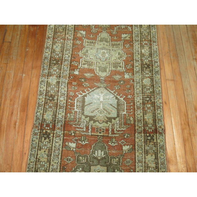 Textile Terracotta Brown Antique Persian Heriz Runner For Sale - Image 7 of 18