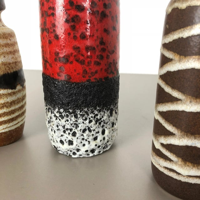 Vintage Multicolor Fat Lava Pottery Vases by Scheurich, Germany, Set of 4 For Sale - Image 6 of 18