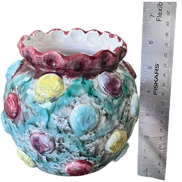 1960s Italian Modernist Cabochon Jeweled Art Pottery Vase, Attributed to Fratelli Fanciullacci For Sale - Image 9 of 11