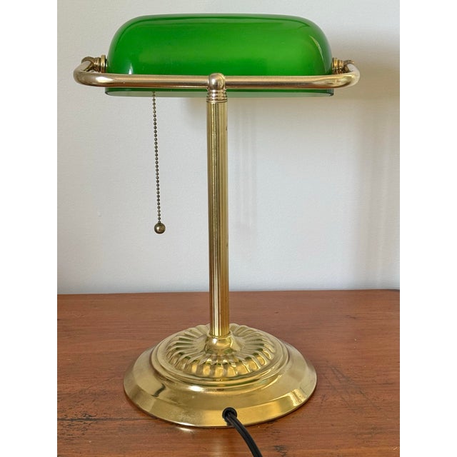 2000 - 2009 Classic Green Emeraldite Shade Bankers Lamp For Sale - Image 5 of 8