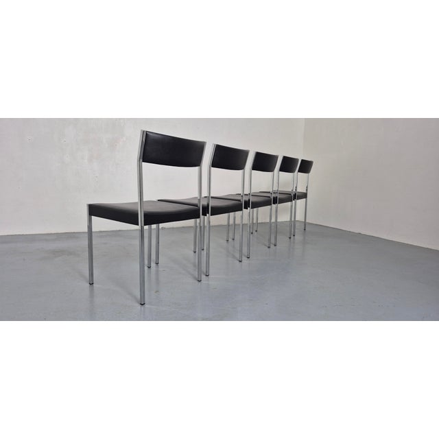 Black Minimalist Side Chairs by Ernst Lauclair for Girsberger, Switzerland, 1960s, Set of 5 For Sale - Image 8 of 18