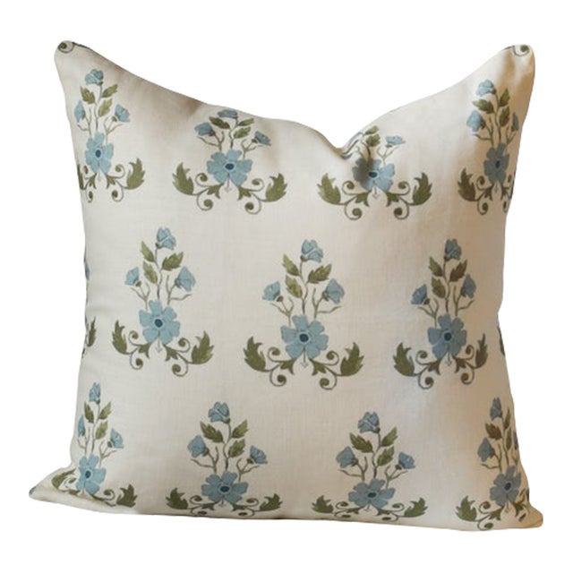 Lauren Servati Textiles, Unfading Flower // Bluebell Pillow, 22"x22" For Sale