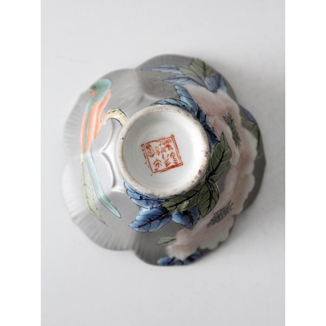 Vintage Japanese Porcelain Floral Bowl For Sale - Image 11 of 11
