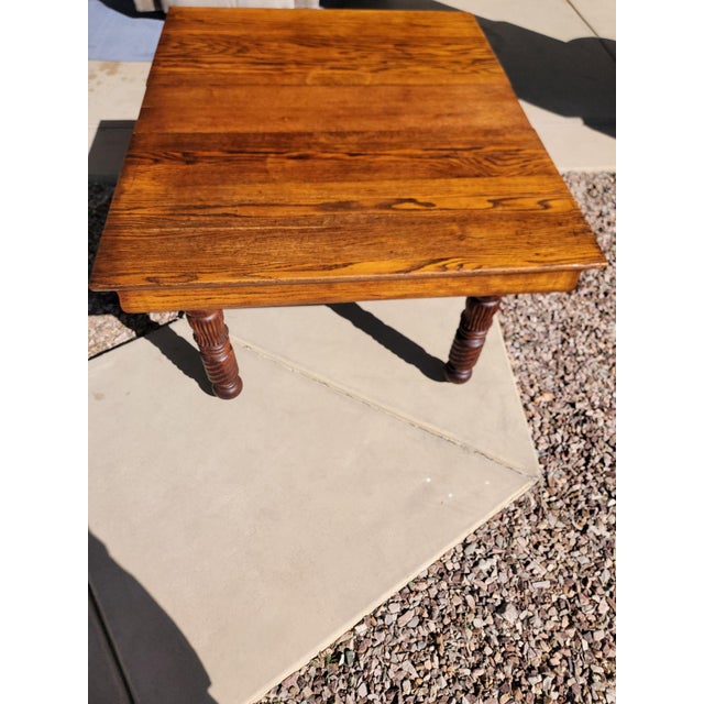 Beautiful Antique 20th Century Solid Oak Table - Hand Turned Barley 5 Leg For Sale - Image 12 of 15