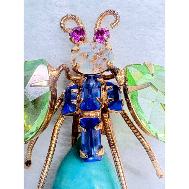 Mid-Century Modern Attributed Schreiner Mid Century Insect Brooch Reverse Set Rhinestones Fly Bug For Sale - Image 3 of 14