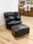 Wood Late 20th Century Calia Salotti Italian Black Leather Chair and Ottoman Set Made in Italy For Sale - Image 7 of 12