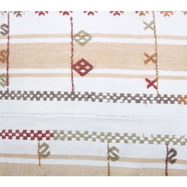 Vintage Turkish Oushak Handmade Wool Cotton White Kilim Runner Rug For Sale - Image 4 of 9