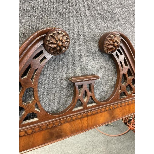 Traditional Antique Mahogany Georgian Revival Wall Mirror, Carved Plume Crest, 28x42 For Sale - Image 3 of 7