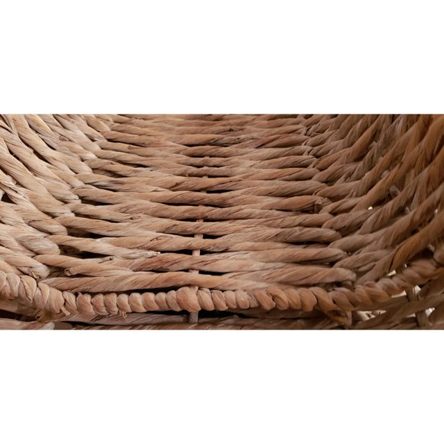 2 unique Vintage aged extra large whitewashed wicker baskets with heavy gauge metal framing. Beautiful elegant distressed...