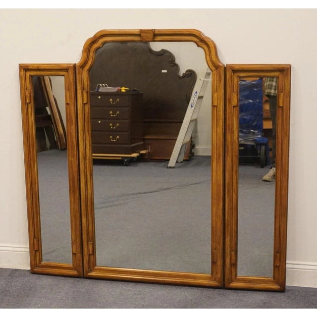 DREXEL HERITAGE Chartwell Collection Rustic European 55" Tri-View Dresser Mirror 114-250 52.5" High 55.5" Wide 2" Deep We...