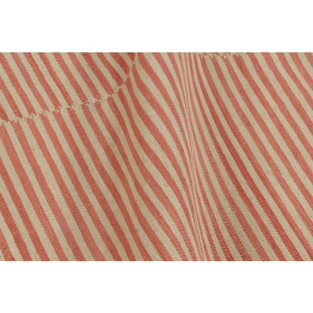 Textile Rug & Kilim’s Contemporary Kilim With Textural Beige and Orange Stripes For Sale - Image 7 of 8