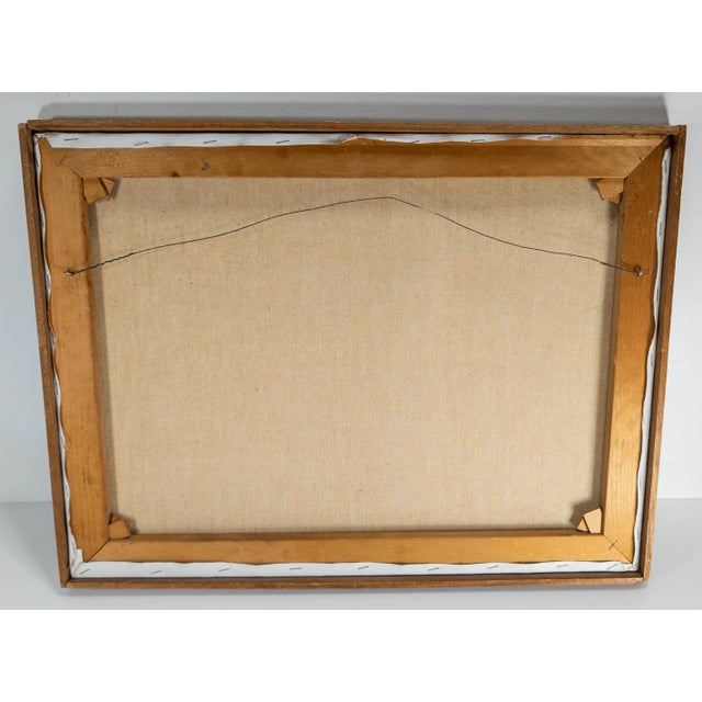 Mid 20th Century Mid-Century Modern Abstract Expressionist Blue Oil Painting For Sale - Image 5 of 5