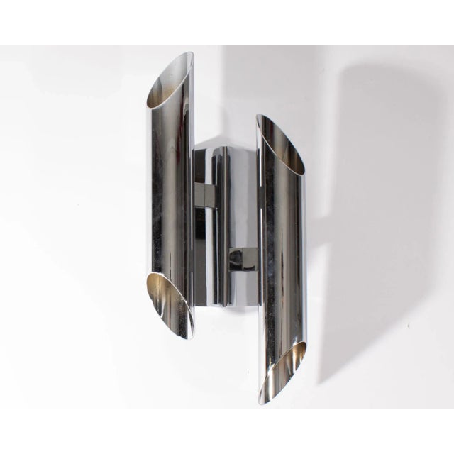 Mid-Century Modern Gianni Celada Fontana Arte Chrome Sconces For Sale - Image 3 of 5