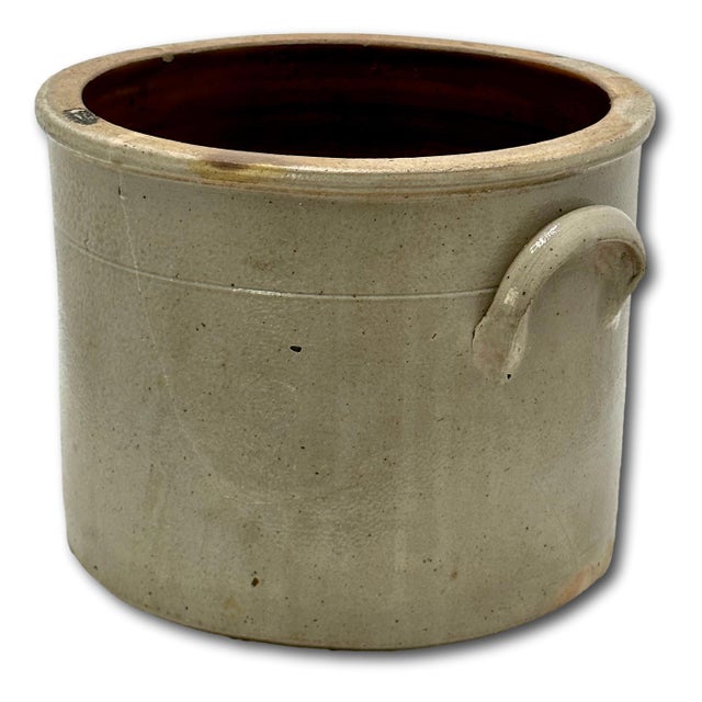 Very Nicely Blue Decorated Small 1 Gallon Size Antique American Stoneware Storage Crock - Mid 19th Century For Sale - Image 16 of 18