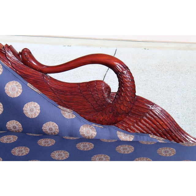 Vintage Swan Sofa Chaise Lounge With Hand-Carved Wood Frame For Sale - Image 14 of 18