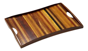 Vintage Exotic Wood Tray With Handles by Don Shoemaker