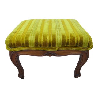 Golden Striped Crush Velvet Footstool For Sale