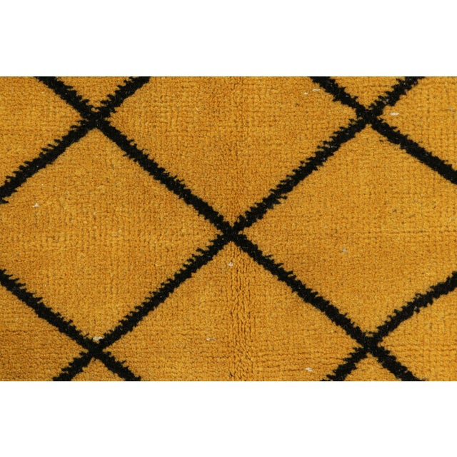 Mid-Century Modern Vintage Zeki Müren Rug in Gold With Black Geometric Patterns, From Rug & Kilim For Sale - Image 3 of 7
