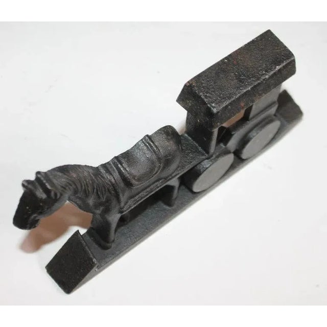 1930s Folky Iron Door Stop of Horse and Buggy For Sale - Image 4 of 10
