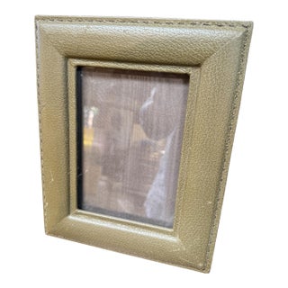 Vintage Italian Olive Green Leather Picture Frame, 1970s For Sale