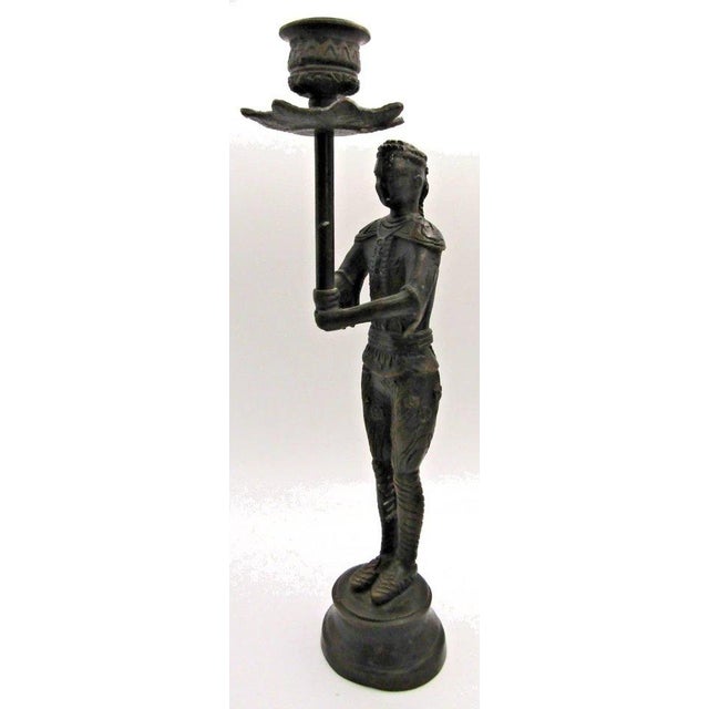 Pair of Vintage Cast Bronze Siamese Soldier Candle Holders For Sale - Image 10 of 10