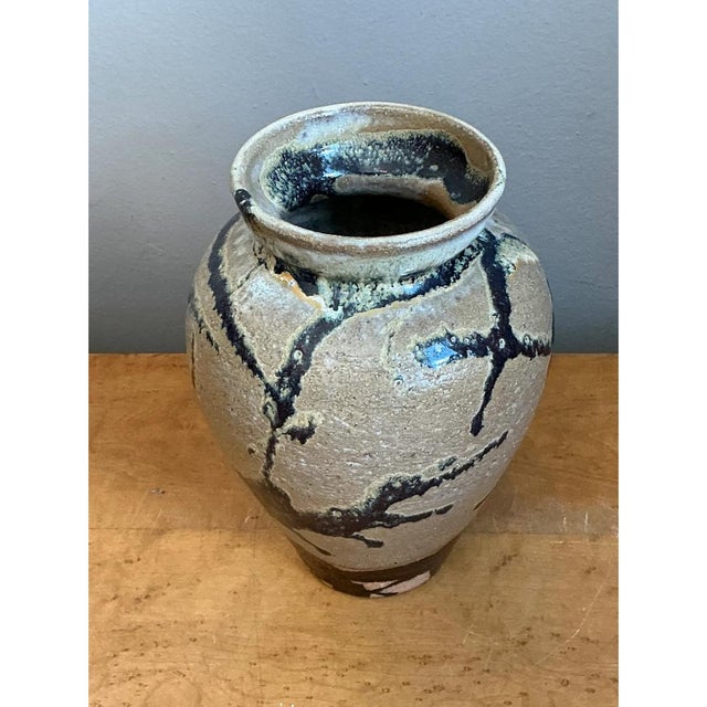 Vintage Abstract Glazed Ceramic Vase For Sale - Image 4 of 12