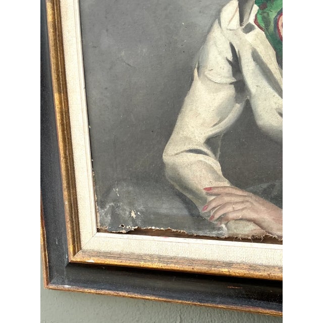 Vintage Distressed Portrait of Woman in Gilt Frame For Sale - Image 9 of 12