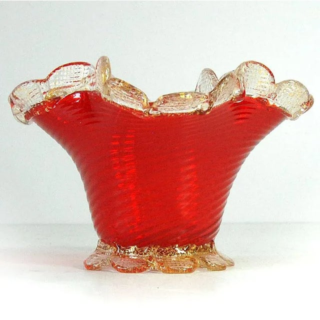 Small Vintage Murano Ribbed Dish, 1930s For Sale - Image 10 of 11