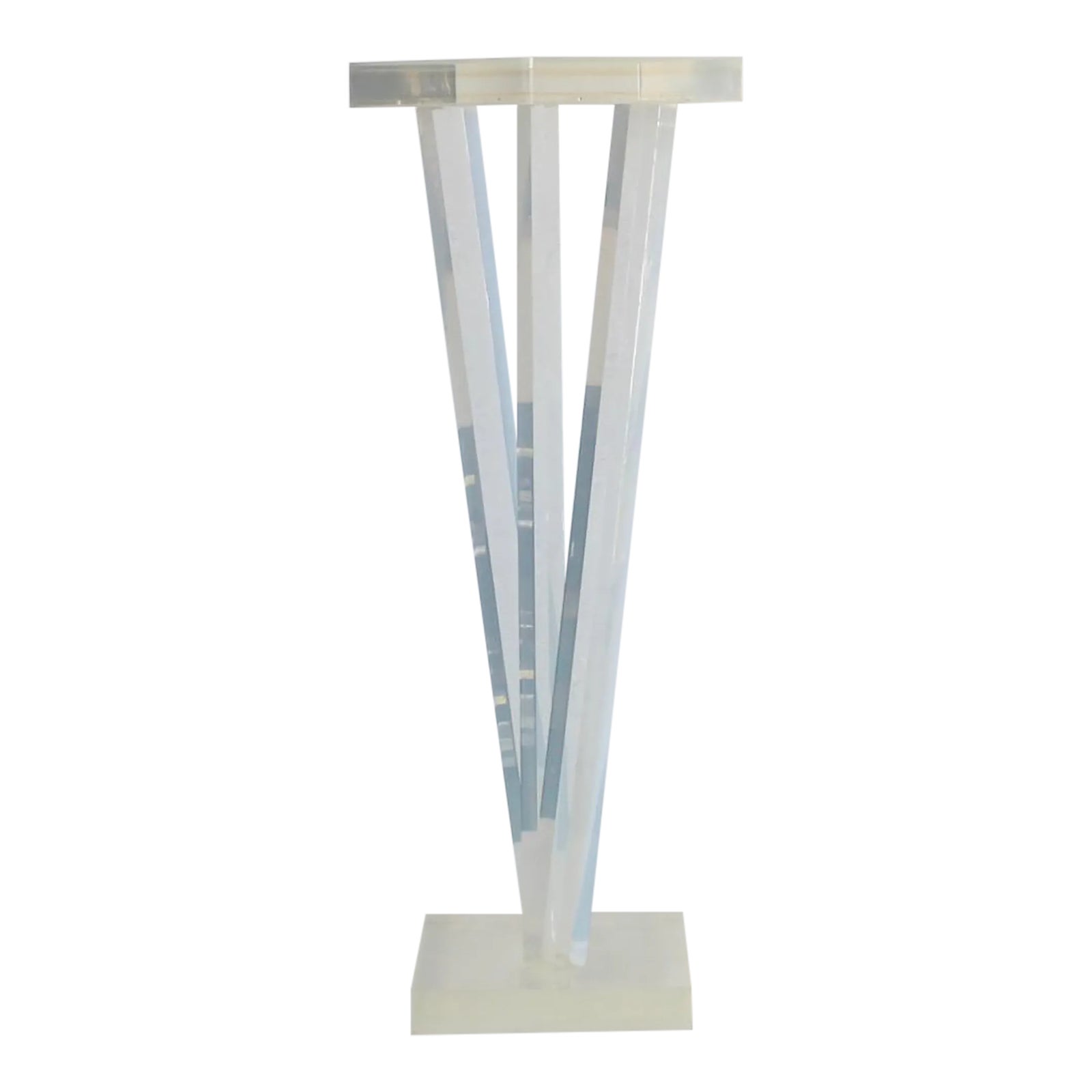 Vintage Modern Thick Translucent Lucite Pedestal Trophy Display Plant ...