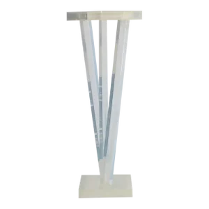 Vintage Modern Thick Translucent Lucite Pedestal Trophy Display Plant Stand