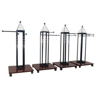 Wooden and Brass Hangers, 1970s, Set of 4 For Sale