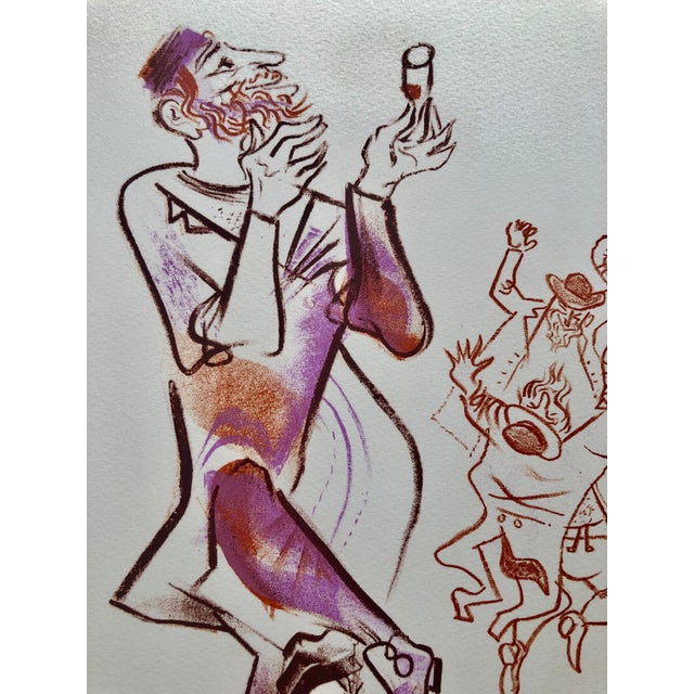 Modern William Gropper, Jewish Shtetl Klezmer Wedding Tanz Judaica Lithograph WPA Yiddish Social Realist For Sale - Image 3 of 6
