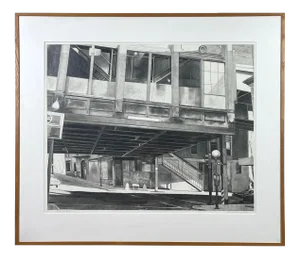 1980s "Green St. #2" Mixed Media on Paper by James Goldman, Framed