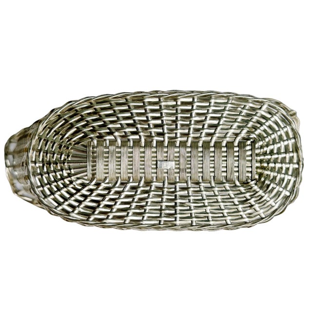 Silver 1960 French Woven Silverplate Wine Basket For Sale - Image 8 of 9