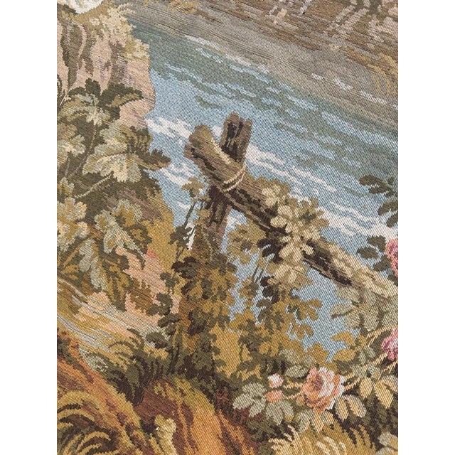 Large Vintage French Aubusson Jacquard Tapestry Pastoral Loves, 1960s For Sale - Image 18 of 18