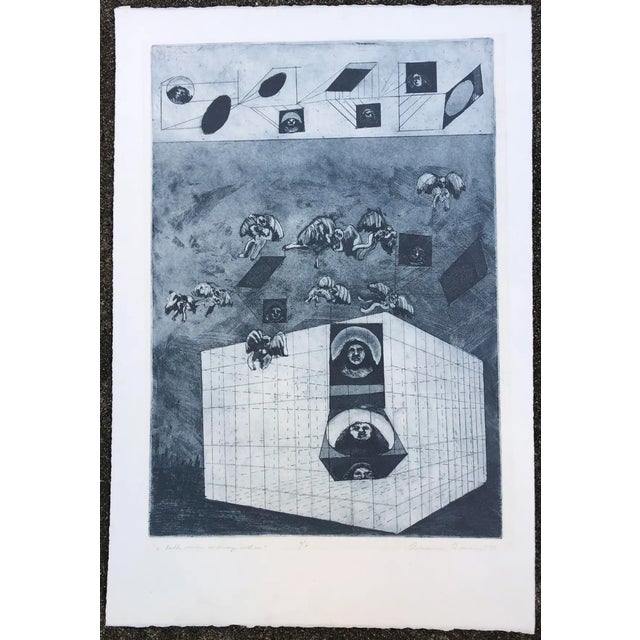 "A Double Vision is Always With Me" color etching on paper by Atlanta artist Adrienne Anderson (1949-2020). Anderson...