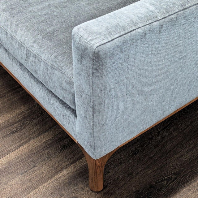 West Elm Parker Gray Sectional Sofa With Chaise and Wood Base For Sale In San Francisco - Image 6 of 7