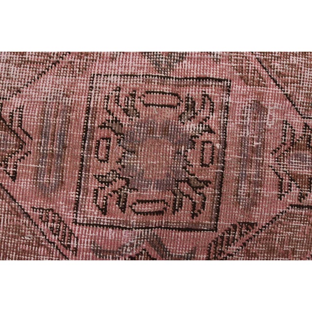 Tabriz Rug 6’11” X 9’11” Pink Wool Vintage Overdyed Hand-Knotted Carpet For Sale - Image 9 of 15