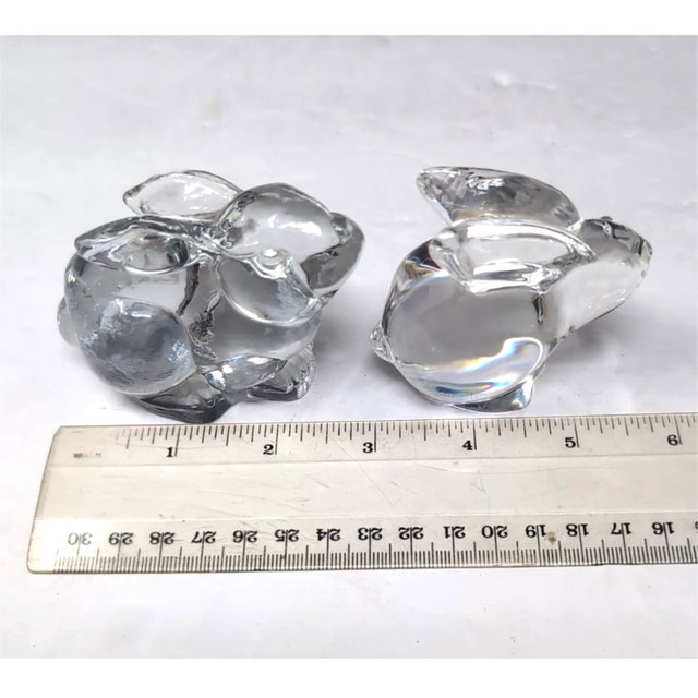 Metal VTG Oneida Bunny Rabbit Figurines Set of 2 Lead Crystal Clear Hand Cut & Blown For Sale - Image 7 of 8