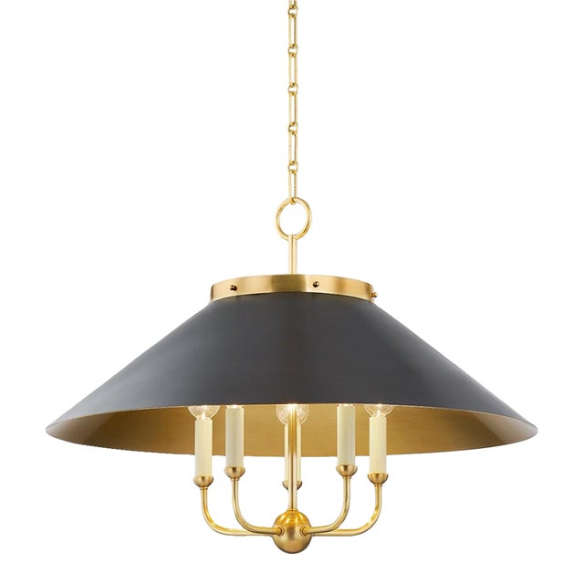 Hudson Valley Lighting Mark D. Sikes Clivedon 5-Light Chandelier, Aged Brass/Distressed Brass For Sale