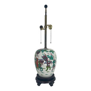 Antique Chinese Parade Table Lamp, 'Guangxu Period' Porcelain Ginger Jar With Auspicious Bats For Sale